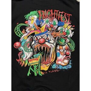 Six Flags Fright Fest Hoodie Sweatshirt Sz L Black Glow In The Dark 2022 Clowns